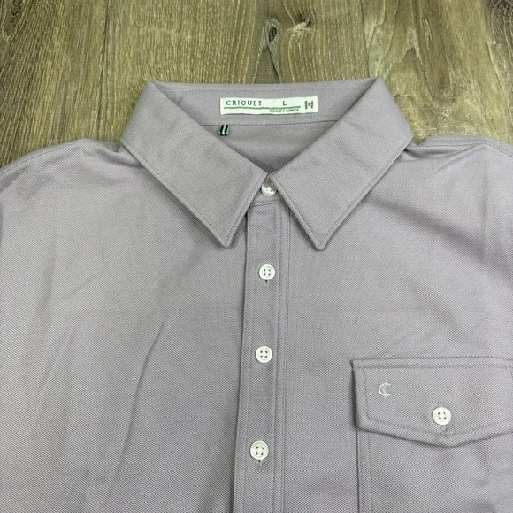 Criquet Mens Purple Pima Cotton Long Sleeve Rugby Players Polo Shirt Size L - Picture 4 of 14